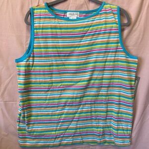 Jones New York Women’s Sport Striped Colorful Tank NWT 100% Cotton Size 2X